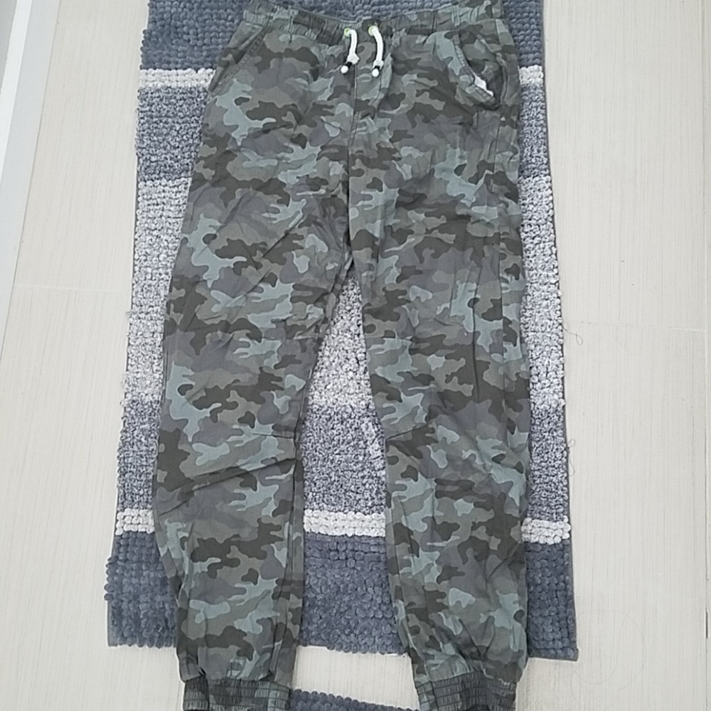 Blue and green camo pants